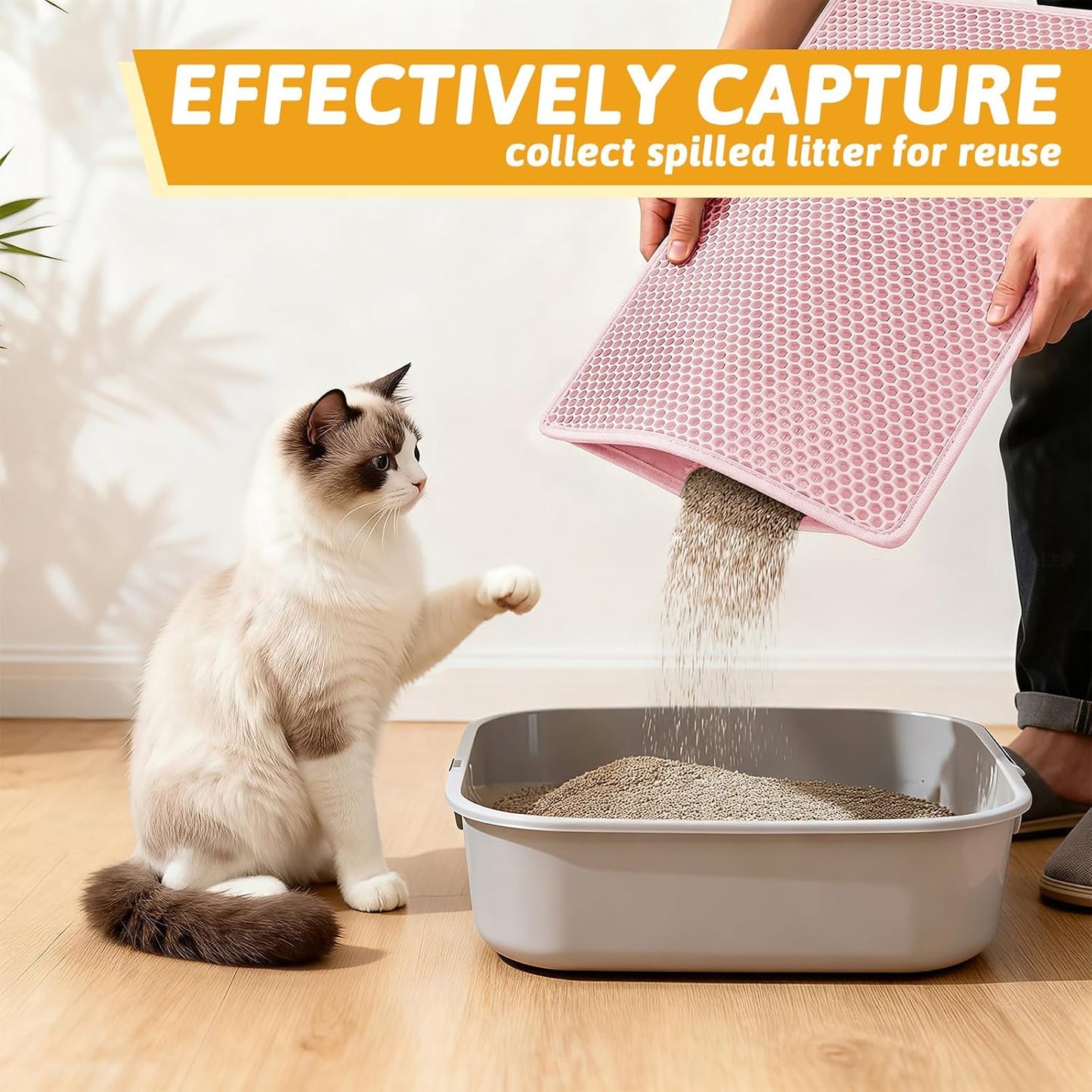 Pieviev Cat Litter Mat Double Layer Waterproof Urine Proof Trapping Mat 1 Pack (Pink, 24x15 Inch (Pack of 1))