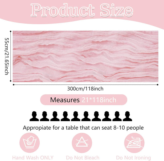 6 Pack Cheesecloth Table Runner 20 x 120 Inch Pink Boho Gauze Cheese Cloth Table Runners 10 FT Long Rustic Sheer Table Decorations for Wedding Party Baby Bridal Shower Birthday Holiday Home
