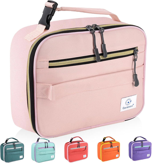 Genteen Lunch Bag for Women Girls Kids,Insulated Lunch Box,Reusable Lunchbox for School,Work,Outdoor(Pink)