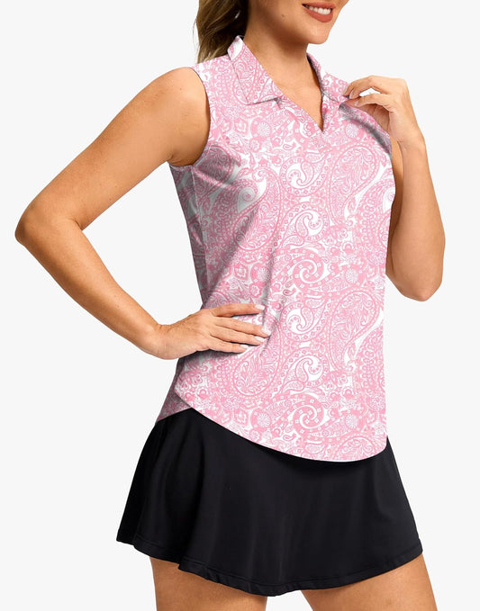G Gradual Sleeveless Golf Shirts for Women Collared V Neck Tennis Tank Top Cooling Polo UPF 50+ Quick Dry Lightweight