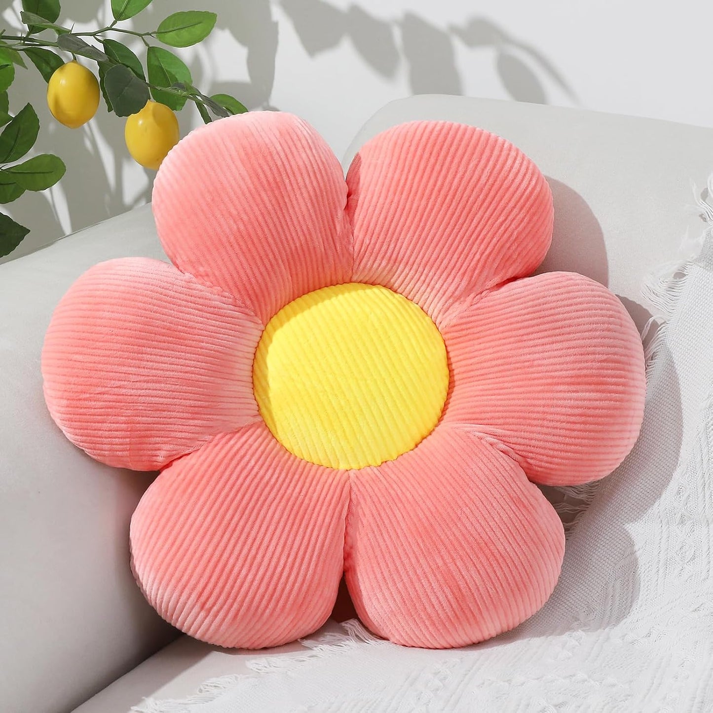Six Petal Flower Pillow,Soft Daisy Shaped Throw Pillows Cushion Seating for Home Decorative Cute Daisy Throw Pillow for Bed Sofa Couch (Dark Pink,15.7'')