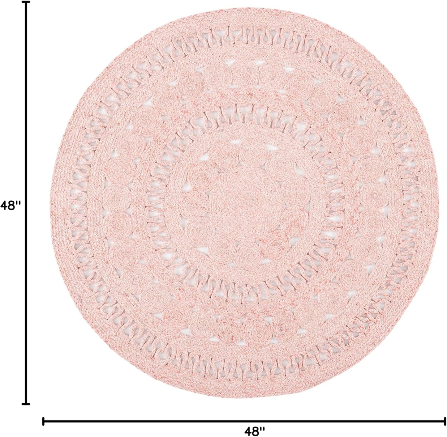 SAFAVIEH Cape Cod Collection 4' Round Pink CAP222U Handmade Braided Area Rug