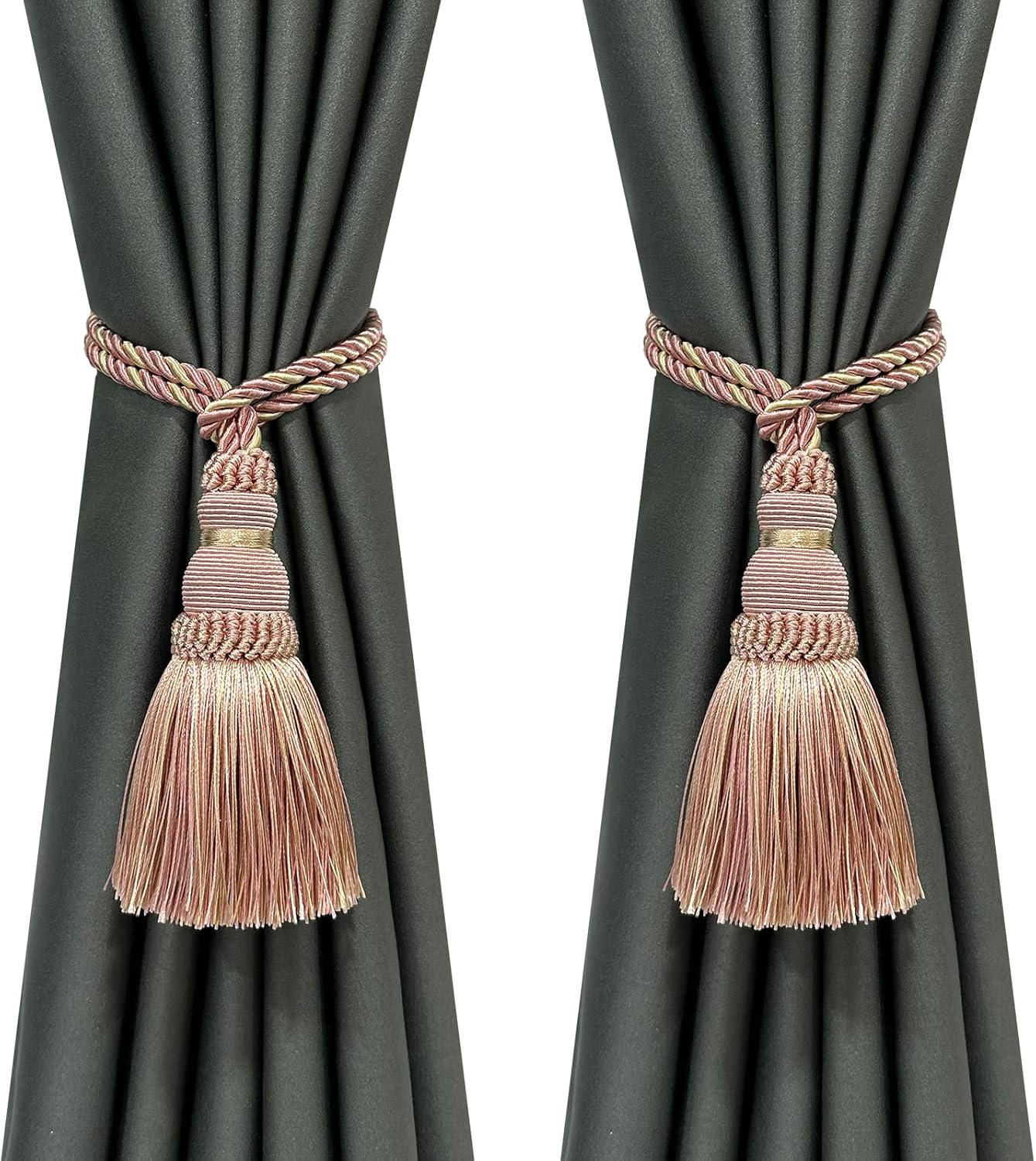 2 Pack Curtain Tie Backs Rope Tassels for Curtains Drape tiebacks Handmade Outdoor Home and Outdoor Decorative (Mix Pink, 2p)