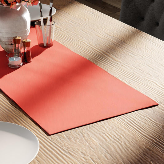 Encasa XO Table Runner 13"x36" Long | Cotton Canvas Fabric | Coral Solid Color | Machine Washable & Durable
