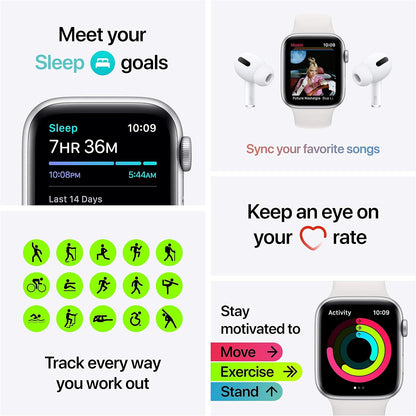 Apple Watch SE (GPS, 40mm) - Gold Aluminum Case with Pink Sand Sport Band (Renewed)