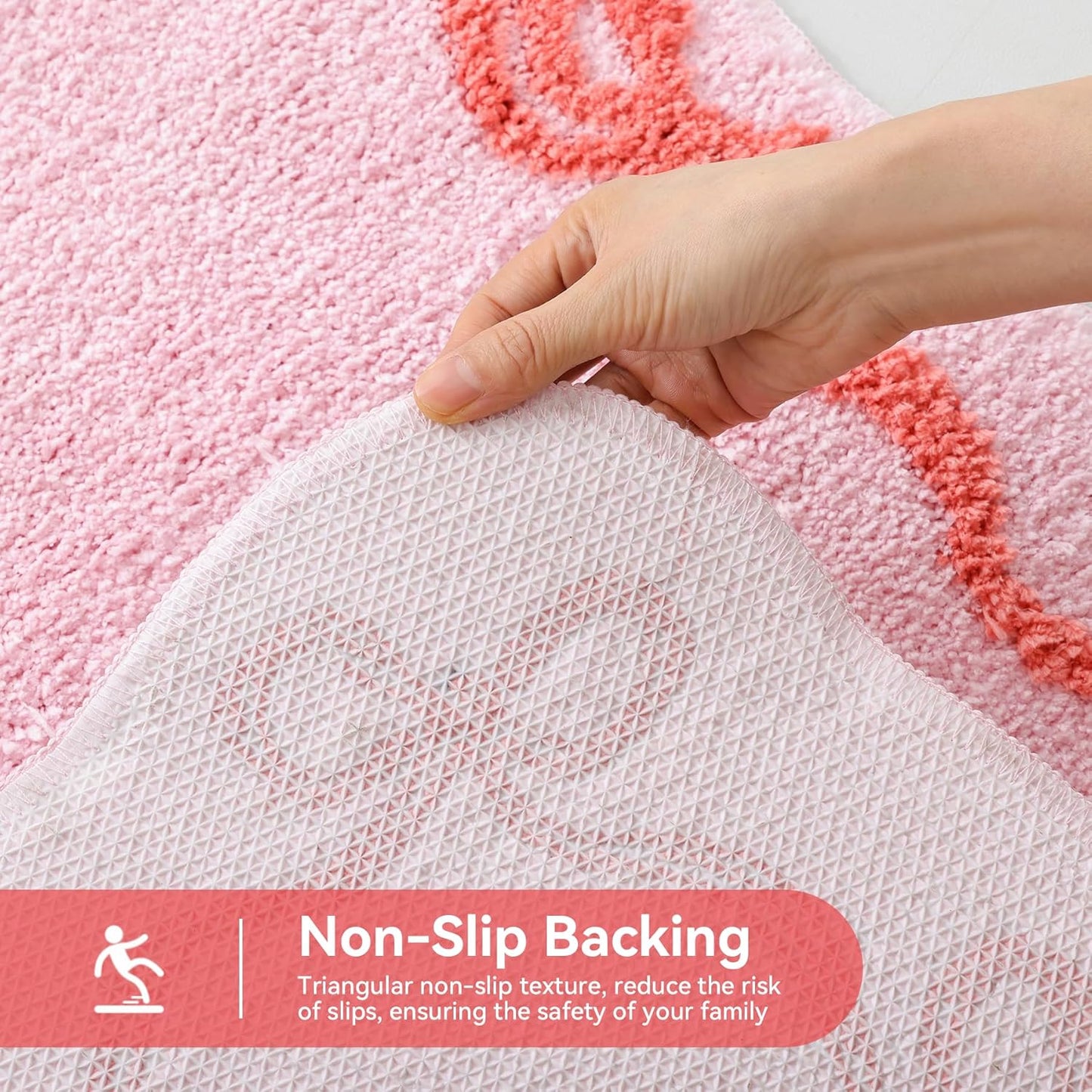 TRUEDAYS Pink Bow Bathroom Rugs - Cute Bow Bath Mat Small Non Slip Bath Mat, Super Soft & Absorbent Bath Rugs for Bathroom Decor, Tub, Vanity Floor