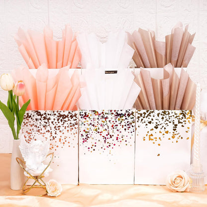 Larcenciel Tissue Paper Gift Wrap, 30 Pcs Girly Pearlescent Pink Tissue Paper for Gift Bags Bulk, Delicate Glitter Wrapping Art Packaging for Birthdays, Weddings, Anniversaries, Crafts, 19.7x13.8inch
