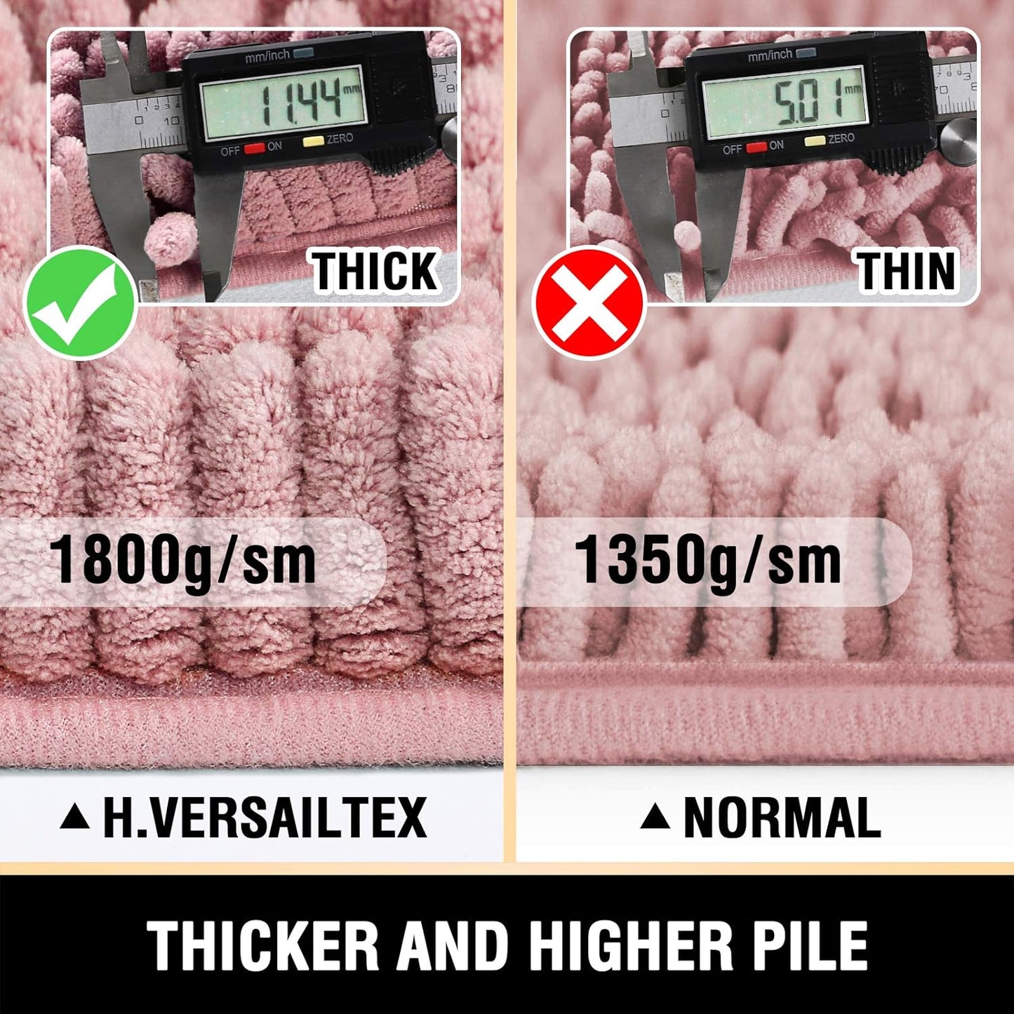 H.VERSAILTEX Toilet Mat U Shaped Bathroom Rugs Bath Mats for Bathroom Non Slip Luxury Chenille Bath Mat U Shape 20x24 Extra Soft and Absorbent Shaggy Rugs Washable Dry Fast - Coral Pink