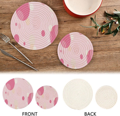 Kigai Light Pink Trivets for Hot Dishes Set of 2 Heat Resistant Pot Holders Cotton Trivets for Hot Pots and Pans Trivet Mat for Kitchen Cooking Baking