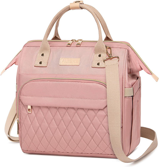 AIJIEKE Large Insulated Lunch Bag for Women, Stylish Leakproof Lunch Box for Work with Multi-Pockets & Adjustable Strap, Reusable Thermal Lunch Tote Cooler for Adult, Picnic, Beach, Pink