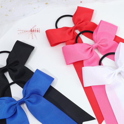 OAOLEER 16pcs Cheer Hair Bows for Cheerleader, College Style Long Tail Skinny Cheer Bow Elastic Hair Tie Bows for Teens Girls Softball Competition Sports Cheerleaders (Pink)