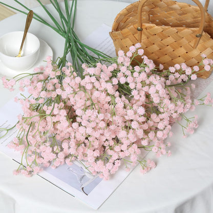 12PCS Pink Babys Breath Artificial Flowers, 24inch Faux Gypsophila Bouquet Real Touch Fake Babys Breath Flowers for Floral Arrangements Wedding Centerpieces Tables Decorations (Pink)