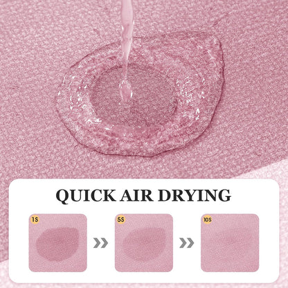 ACCUMTEK Non Slip Bath Mat, Thin Bathroom Rugs Fit Under Door, Quick Dry Bath Mats, Machine Washable Bath Rugs for Bathroom, Bathtub & Kitchen, Bathtub & Kitchen, Pink/Bordered/24 x17