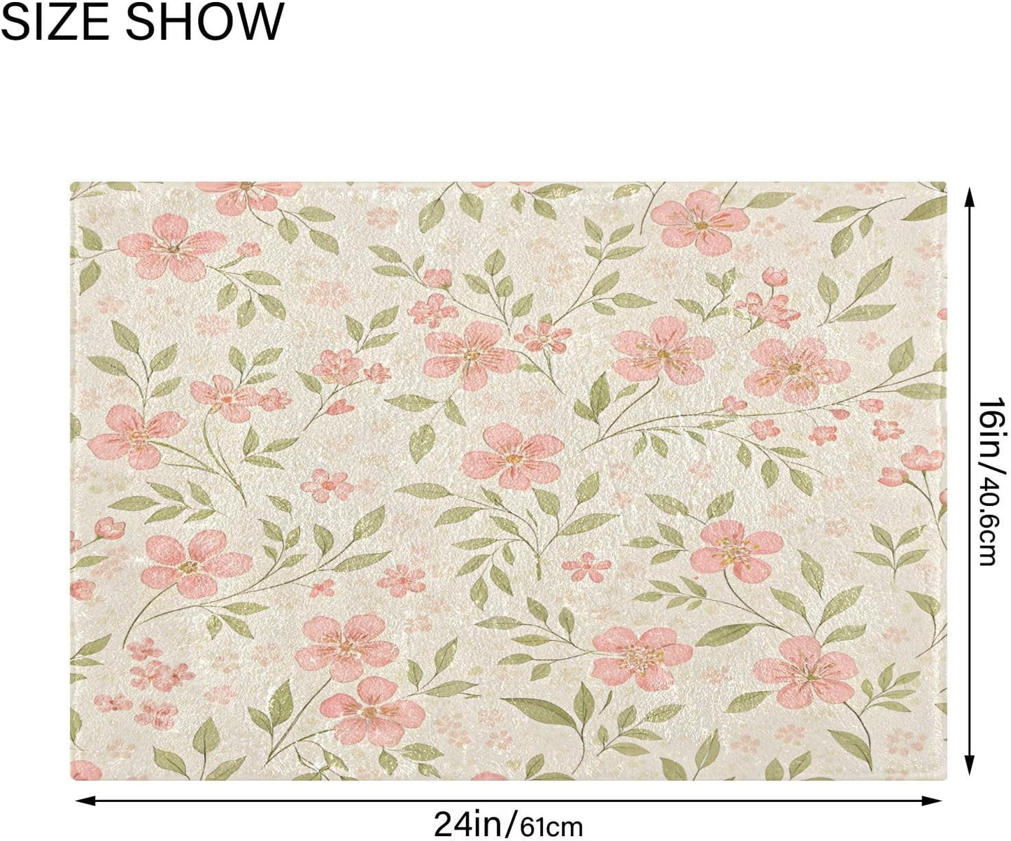 Watercolor Flowers Pink Bathroom Mat Rug 24" x 16" Non Slip Super Absorbent Quick Dry Bath Mats for Bathtub Fluffy Rugs