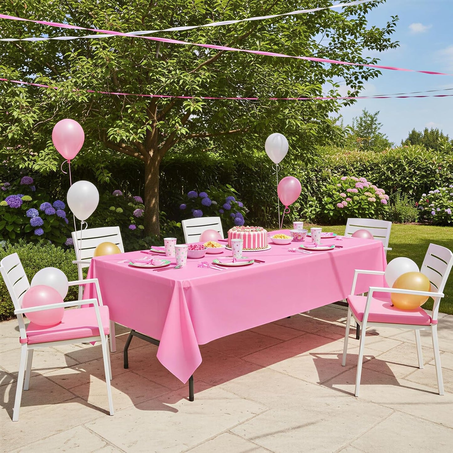 Fixwal Pink Plastic Table Cloth Disposable 54 x 108 Inch, Waterproof Rectangle Tablecloth 9 Pack for Party, Mothers Day, Picnic, Birthday