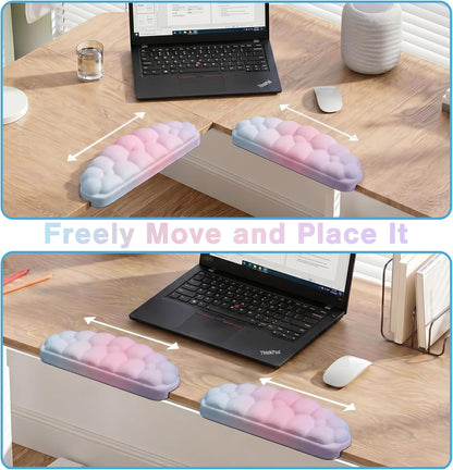 L-Shaped Desk Elbow Pad for Desk Cloud Wrist Rest for Computer Keyboard and Mouse Elbow Wrist Support Padding Non-Slip 2 Pack Ergonomic Desk Edge Cushion Arm Rest for Desktop Gaming Office Pink Purple