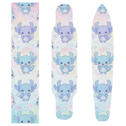 skateboard with grip tape Grippy grip tape for pro scooters Cute Pink Pastel Axolotl Seamless