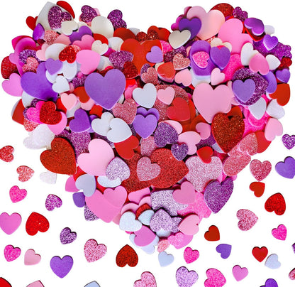 600 Pcs Foam Heart Stickers Red Pink Rose White Purple Hearts Self-Adhesive Stickers for Valentines Day Birthday Party Decor DIY Scrapbooks Greeting Cards Arts Craft Supplies
