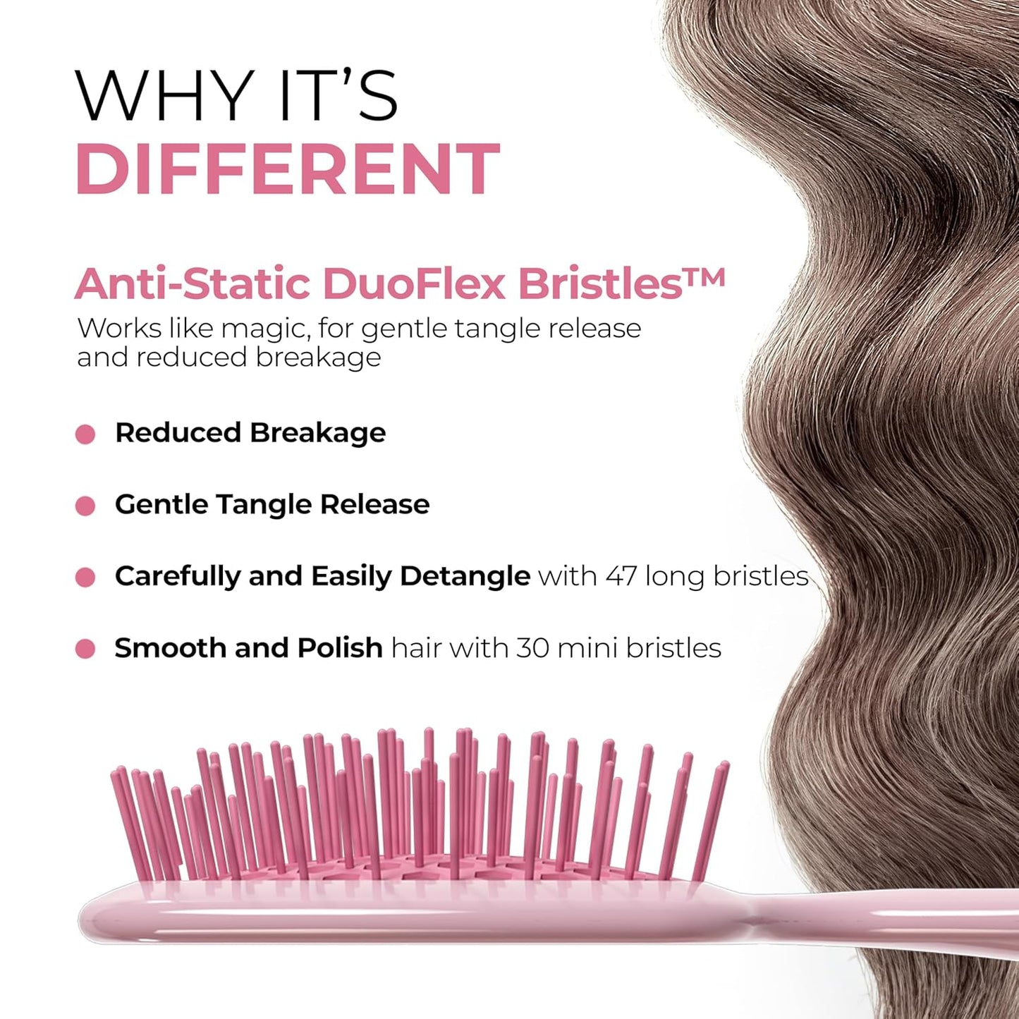 FHI Heat UNbrush Mini Detangler Brush for Pain-Free Brushing on All Wet or Dry Hair Types — Durable Duoflex Anti-Static Bristles, Lightweight Handle, Vented Mini Hair Brush