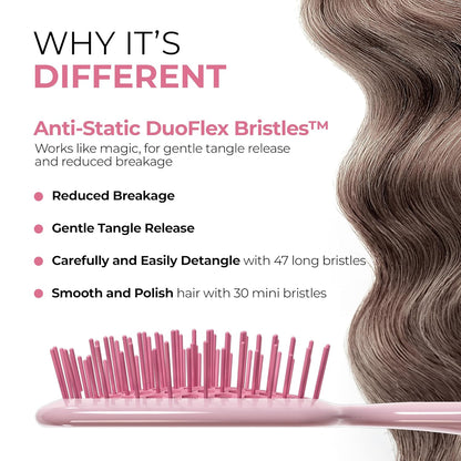 FHI Heat UNbrush Mini Detangler Brush for Pain-Free Brushing on All Wet or Dry Hair Types — Durable Duoflex Anti-Static Bristles, Lightweight Handle, Vented Mini Hair Brush