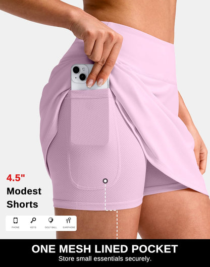 SANTINY 14"/16" Skorts for Women with 3 Pockets High Waisted Casual Golf Skort Pickleball Athletic Tennis Skirt
