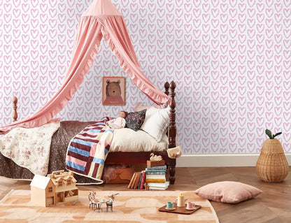 Timeet Pink Peel and Stick Wallpaper - Modern Heart Wall Decor, 17.7"x78.7", Self-Adhesive, Removable