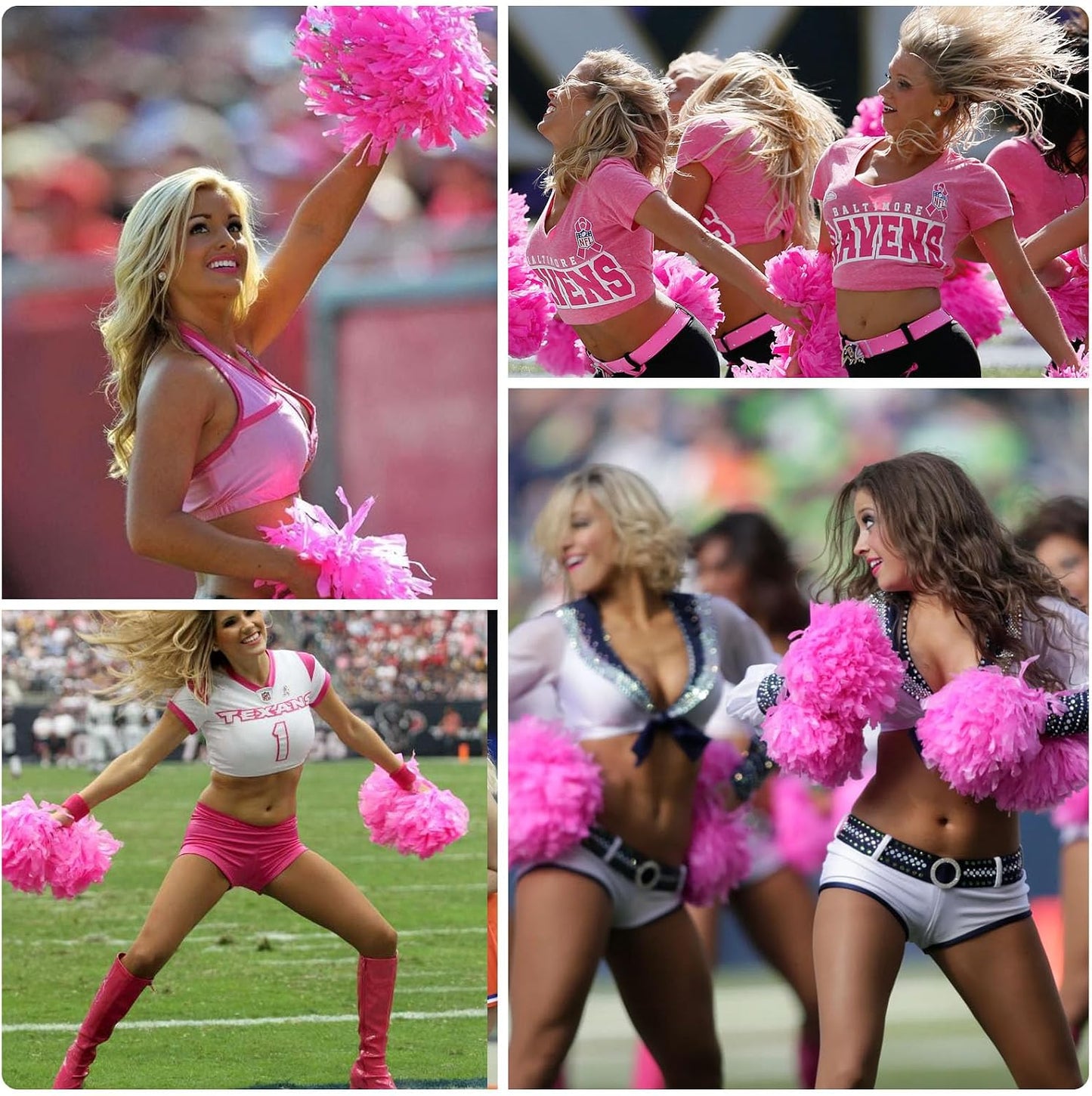 6 Pcs Metallic Cheerleading Pom Poms, 12Inch Cheerleader Pompoms with Baton Handle for School Team Sports Games Dance Cheer