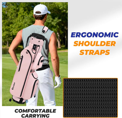 Golf Stand Bag, Lightweight Par 3 Golf Bag with 3 Way Dividers 900D Weatherproof Oxford, 3.7lbs Compact Yet Spacious Pitch N Putt for Driving Range, Cooler Pockets