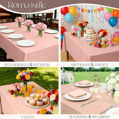 Romanstile Rectangle Pink Tablecloth - Waterproof and Wrinkle Resistant Washable Polyester Table Cloth for Kitchen Dining/Party/Wedding Indoor and Outdoor Use (52 x 70 inch)