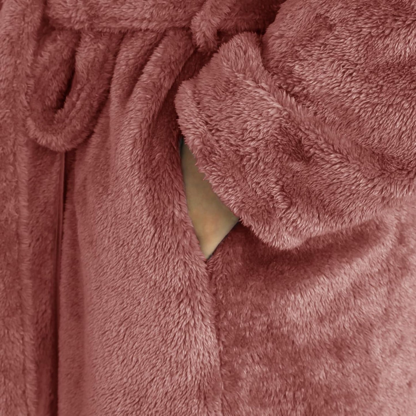 Women's robe with Hood,Soft Long Towel Robes for Women,Teddy Fleece bathrobe for women Soft Warm Hooded Lounge Robe