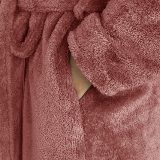 Women's robe with Hood,Soft Long Towel Robes for Women,Teddy Fleece bathrobe for women Soft Warm Hooded Lounge Robe