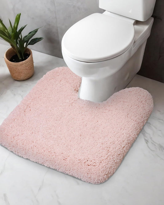 Disolla Toilet Rug U Shaped Pink 23x24 Machine Washable Non Slip Toilet Floor Mat Soft Plush Contour Rug for Bathroom Floor