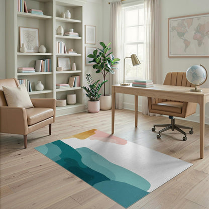 4'x6' Washable Modern Abstract Accent Rug, Peach Non-Shedding Small Carpet for Playroom, Bedroom, Reading Nook, Pet Friendly & Kids Safe Play Mat | Ref:2136167
