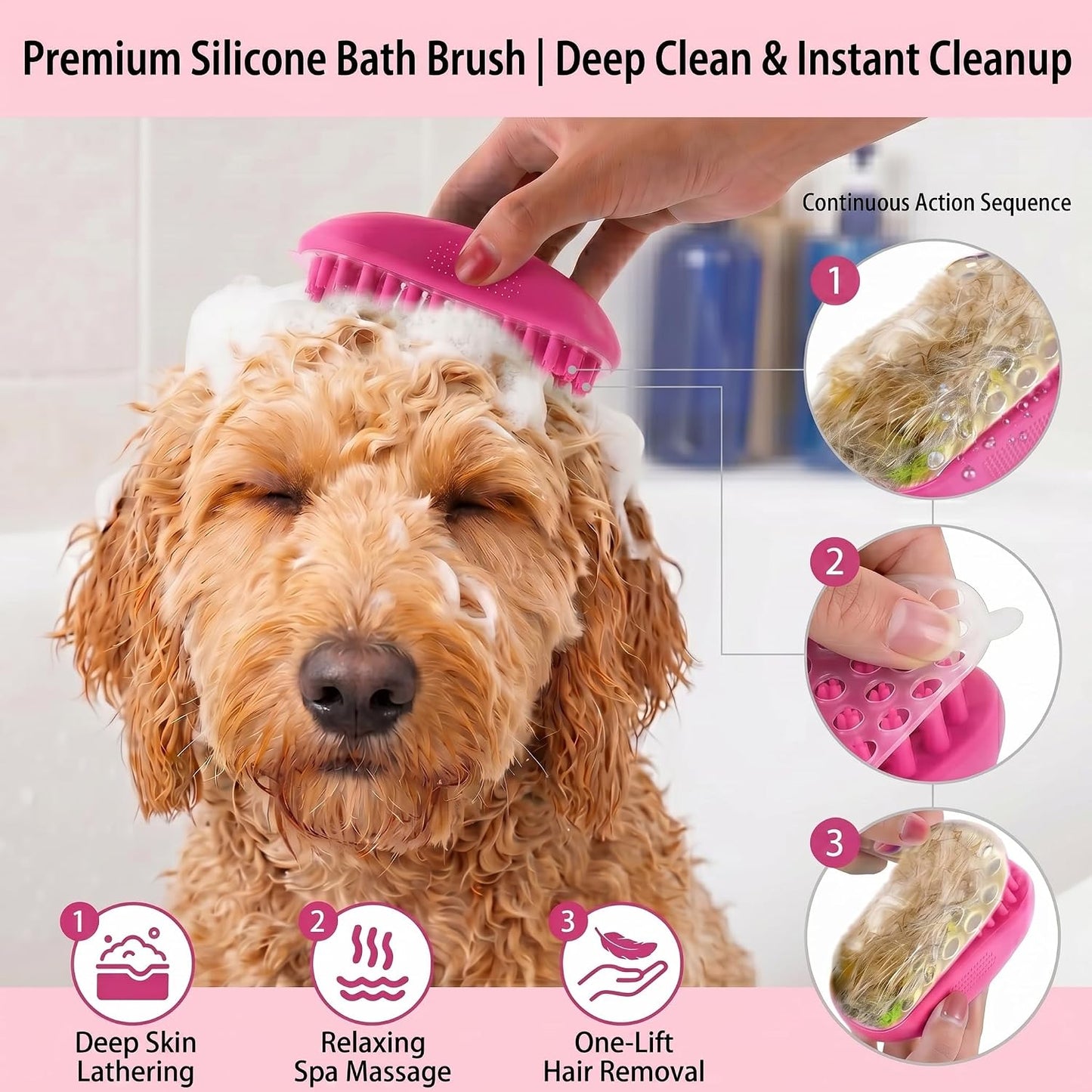 5PCS Self Cleaning Slicker Brush and Dog Grooming Kit, Pink | Deshedding Brush Kit for Dogs & Cats, Ideal for Short Long Hair, Daily Detangling & Cleaning Mats at Home or Travel