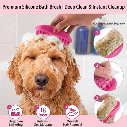 5PCS Self Cleaning Slicker Brush and Dog Grooming Kit, Pink | Deshedding Brush Kit for Dogs & Cats, Ideal for Short Long Hair, Daily Detangling & Cleaning Mats at Home or Travel