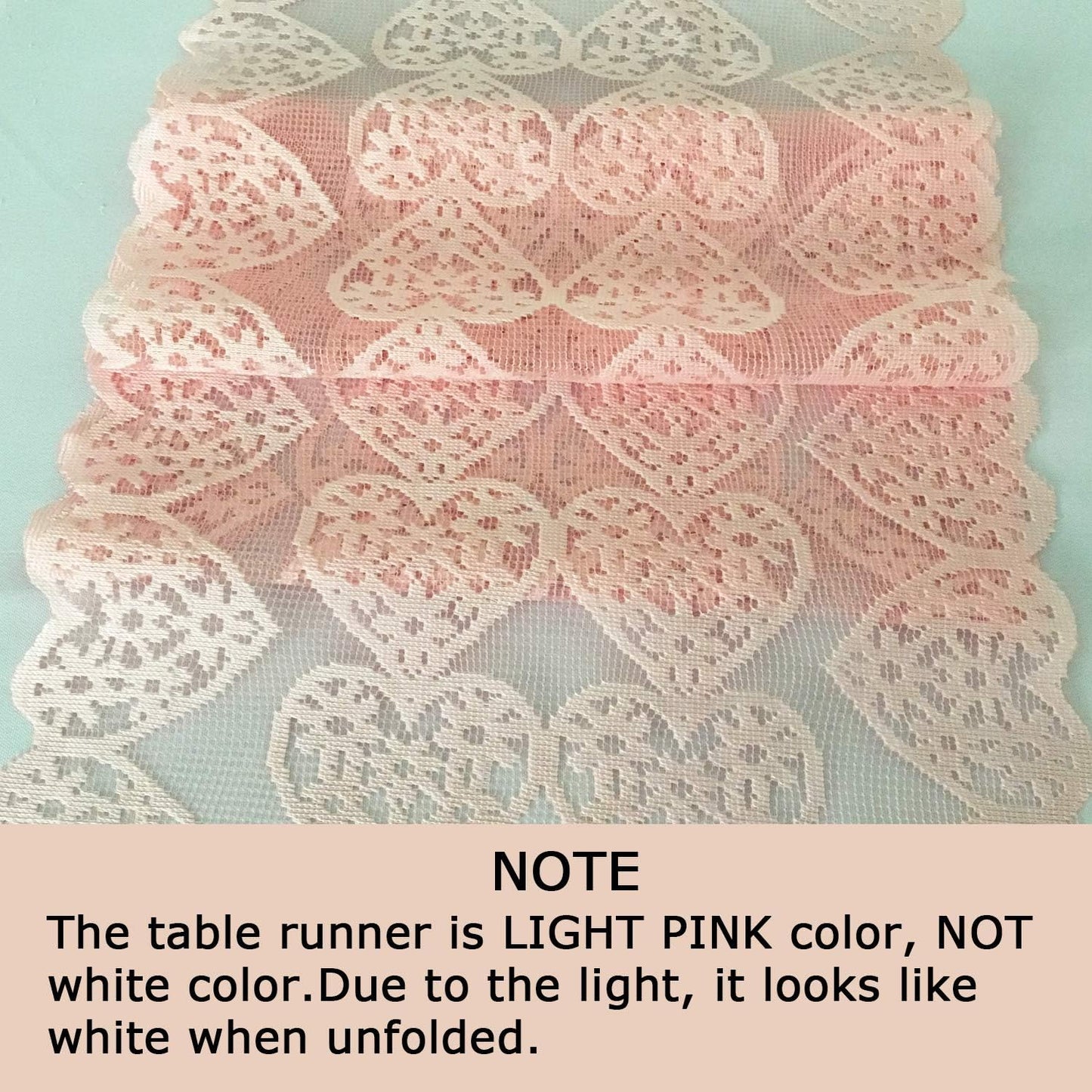 Valentines Day Table Runner - Light Pink Lace Table Runners for Weddings, Valentines Day Table Decorations - Romantic Love Heart Table Runner for Home Dining Table - 12 x 72 Inch