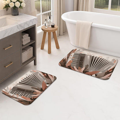 Elegant Floral Quick Dry Bath Mat, Modern Blush Peach Leaves Absorbent Non Slip Shower Mat, Spring Decorative Flannel Washable Bath Rugs for Bathroom Toilet Restroom 20x32 Inch
