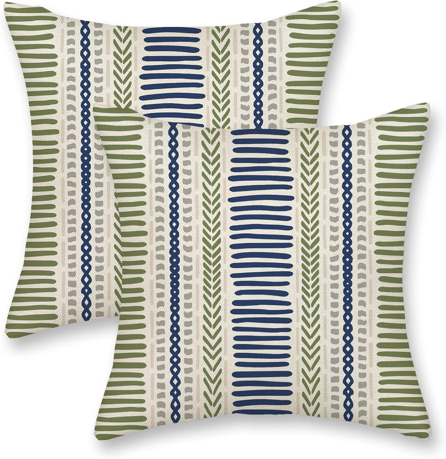 Pink Sage Green Pillow Covers 18x18 Inch 2 Pcs Boho Preppy Polka Dots Striped Decor Throw Pillows Modern Geometric Outdoor Farmhouse Decoration Pillowcase Linen Cushion Cover for Couch Sofa