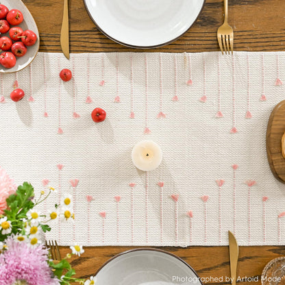 Artoid Mode Pink Boho Table Runner for Farmhouse Rustic，Seasonal Holiday Macrame Burlap Kitchen Dining Table Decoration for Home Party Decor 12x72 Inch