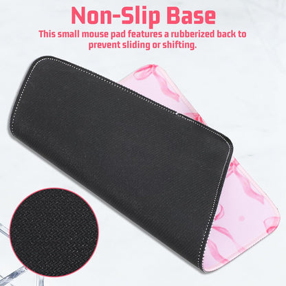 Thinp Bow Mouse Pad, 10 x 8 Inch Square Computer Mouse Pad Small Mouses Pads with Non-Slip Rubber Base Cute Kawaii Mouses Pads Washable Mouse-Mat for Laptop Home Office Gaming Working (Pink)