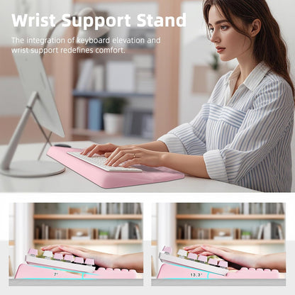 Ospelelf Keyboard Wrist Rest Pad, Comfy Ergonomic Keyboard Stand Riser Holder, Computer Wrist Support Cushion forTyping, Light Pink