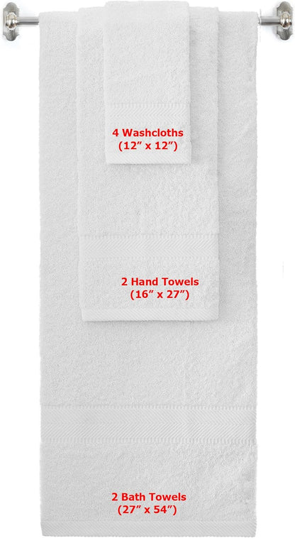 BY LORA 540 GSM 8-Piece Cotton Towel Set, 2 Bath 2 Hand 4 Washcloths, 100% Ring-Spun Cotton Terry, Mid-Weight Quick-Drying Hotel Quality for Bathroom Spa Guest Bath, Pink