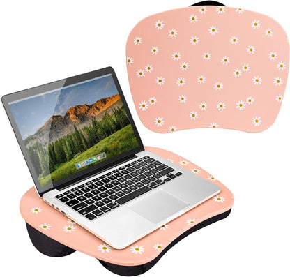 LAPGEAR MyStyle Portable Lap Desk with Cushion - Pink Daisy - Fits up to 15.6 Inch Laptops - Style No. 45336