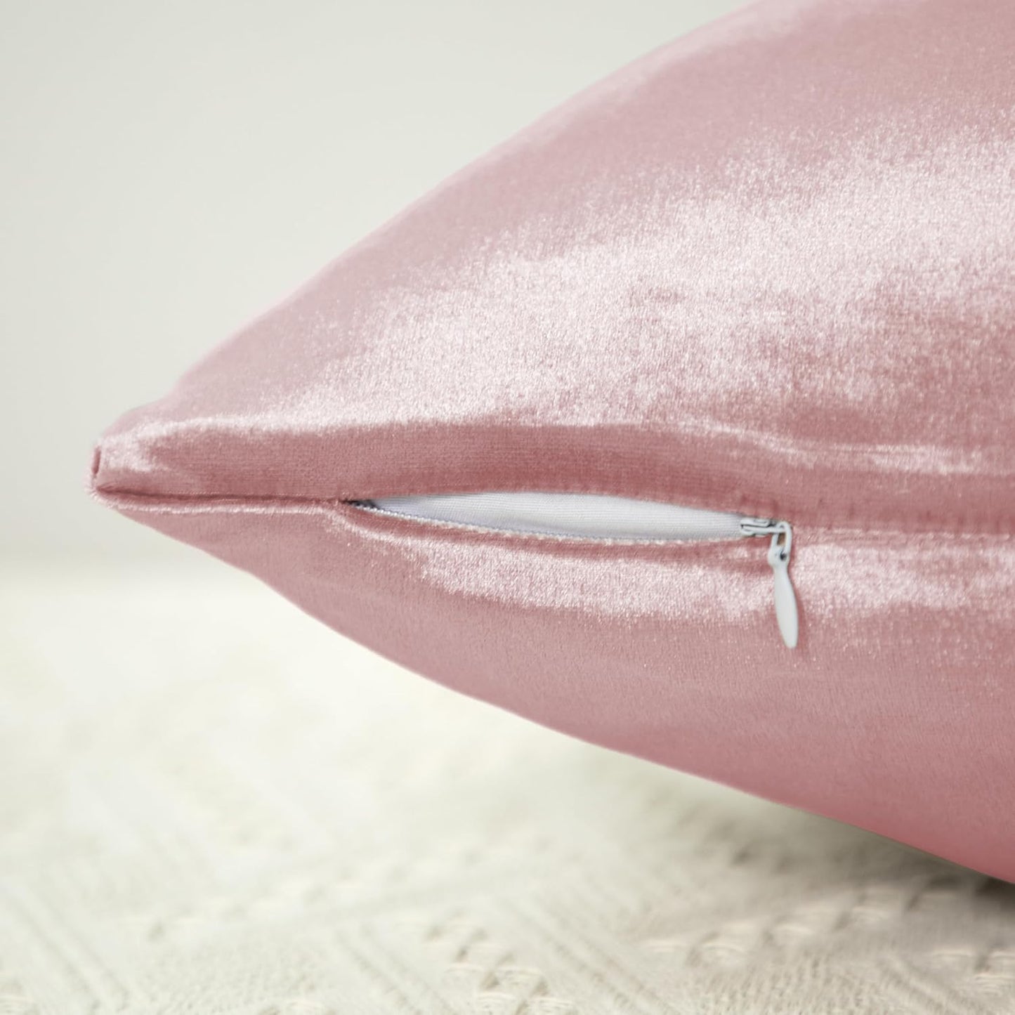 2 Pack Pink Velvet Pillow Covers, 18x18 Inches Decorative Cushion Covers for Couch Sofa Bed, Super Soft and Cozy Luxury, Zippered Design