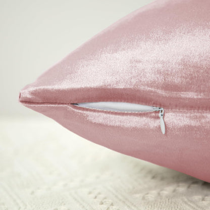 2 Pack Pink Velvet Pillow Covers, 18x18 Inches Decorative Cushion Covers for Couch Sofa Bed, Super Soft and Cozy Luxury, Zippered Design