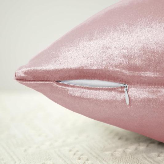 2 Pack Pink Velvet Pillow Covers, 18x18 Inches Decorative Cushion Covers for Couch Sofa Bed, Super Soft and Cozy Luxury, Zippered Design