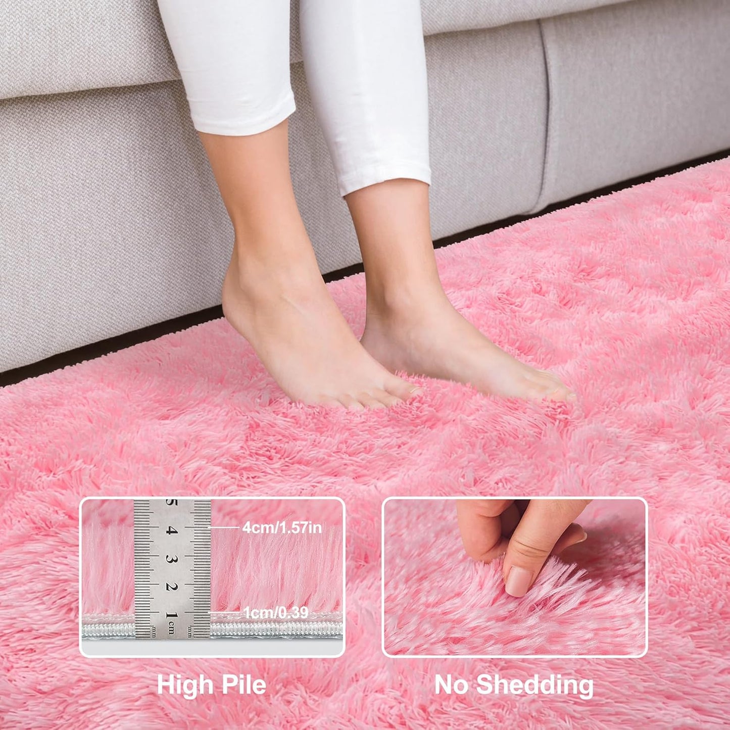 Pink Rugs for Bedroom Girls：ZJYeRug 4x6 Soft Shaggy Fluffy Area Rug Washable Non-Slip Fuzzy Plush Thick Small Rugs for Living Room，No Shedding Cute Indoor Carpet for Kid Nursey Dorm Home Decor