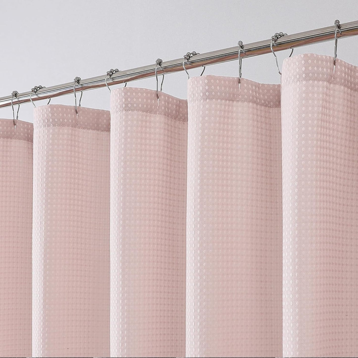 OWENIE Blush Waffle Weave Fabric Shower Curtain, Textured Heavy Cloth Shower Curtains for Bathroom, Water Repellent Soft Hotel Spa Luxury Elegant Bath Curtain, Machine Washable, Blush, 72x78 Inch