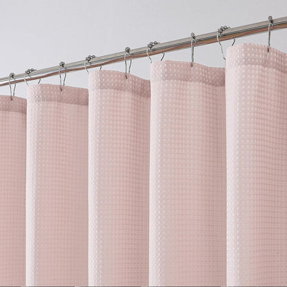 OWENIE Blush Waffle Weave Fabric Shower Curtain, Textured Heavy Cloth Shower Curtains for Bathroom, Water Repellent Soft Hotel Spa Luxury Elegant Bath Curtain, Machine Washable, Blush, 72x78 Inch
