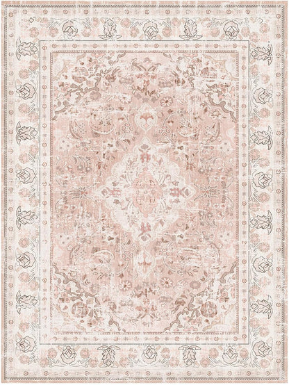 Vhong 2×3 Dusty Pink Area Rugs Washable Boho Vintage Modern Neutral Small Carpet Doormat for Bathroom Kitchen Entryway Girls' Room Nursery Room Non Slip